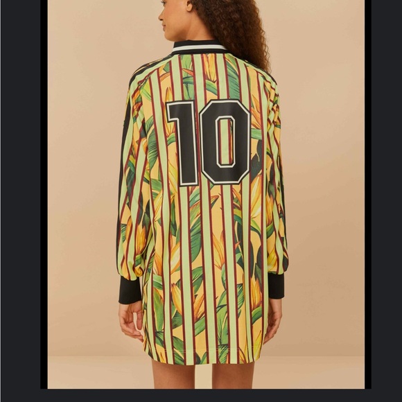 FARM RIO X ADIDAS Stripes Of Paradise Semi Spark Dress M - Picture 2 of 5